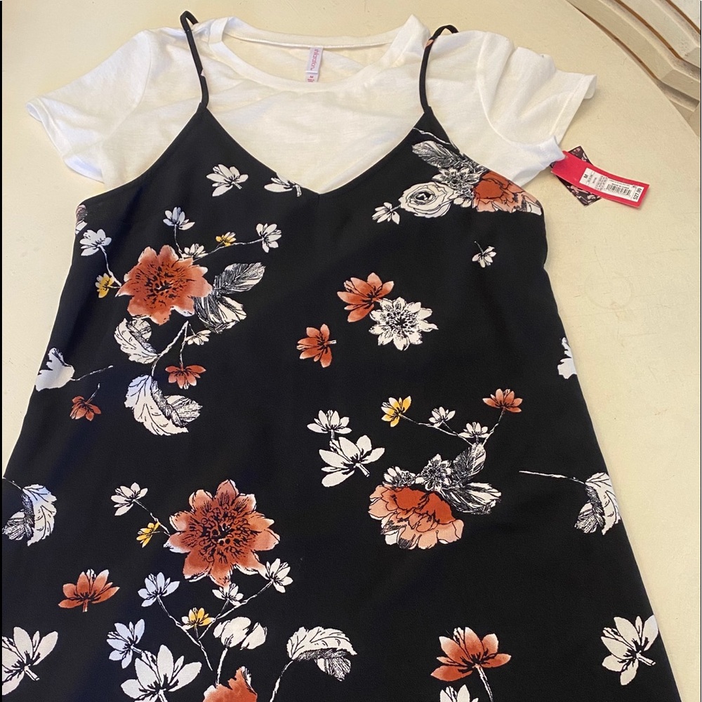 Two layered White Tee Floral Slip Dress